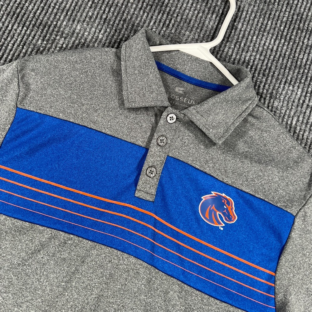 Boise State Broncos Polo Shirt Mens Small Gray Short Sleeve NCAA Football